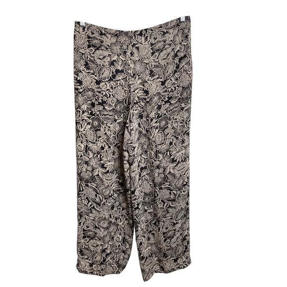 Jeselle Women's Silk Floral Wide Leg Pants Size S Flowy Euro Summer Old Money - Picture 2 of 9